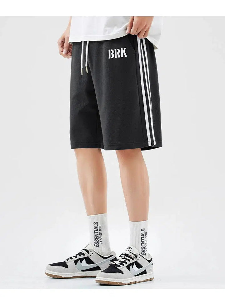 Drawstring Striped Athletic Shorts