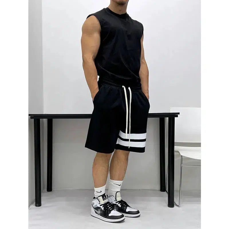 Drawstring Waist Striped Shorts