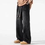 Drawstring Washed Straight-leg Jeans