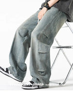 Drawstring Washed Straight-leg Jeans