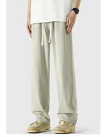 Drawstring Washed Straight-leg Jeans