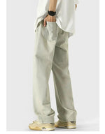 Drawstring Washed Straight-leg Jeans