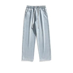 Drawstring Washed Straight-leg Jeans