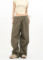 Drawstring Wide Cut Parachute Pants