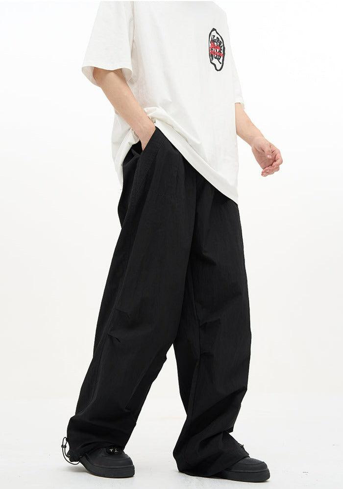 Drawstring Wide Cut Parachute Pants