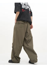Drawstring Wide Cut Parachute Pants