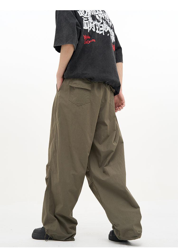 Drawstring Wide Cut Parachute Pants
