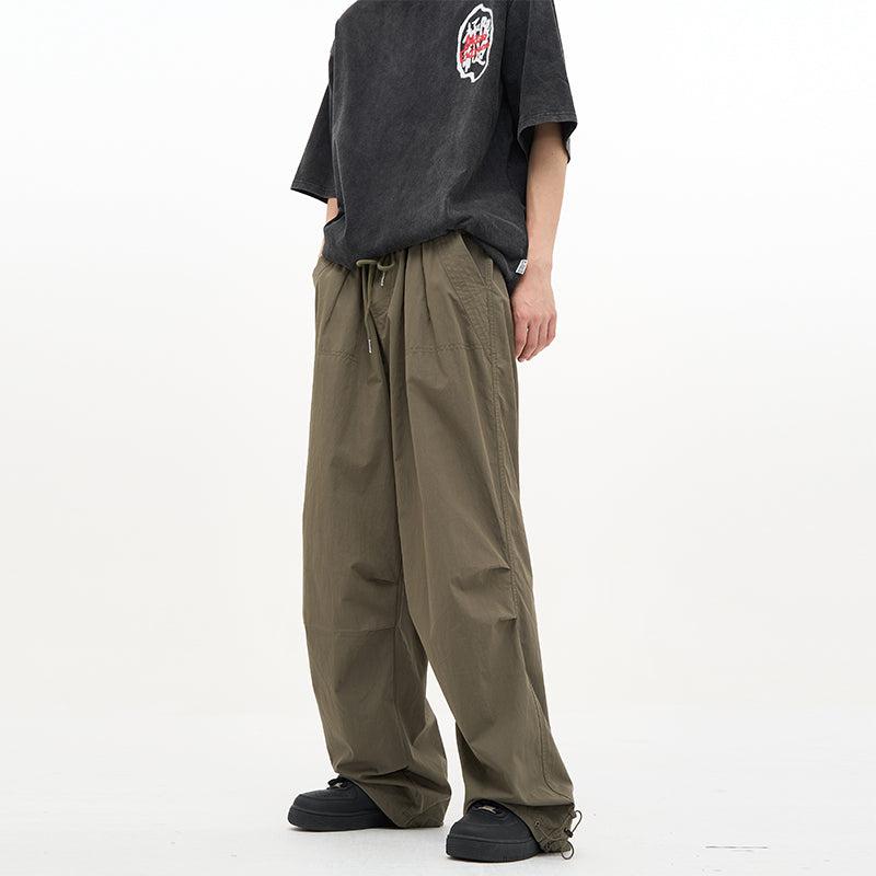 Drawstring Wide Cut Parachute Pants