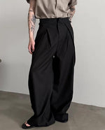 Drawstring Wide-Leg Pleated Pants