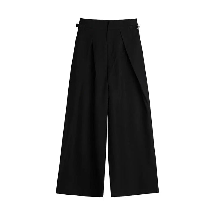 Drawstring Wide-Leg Pleated Pants