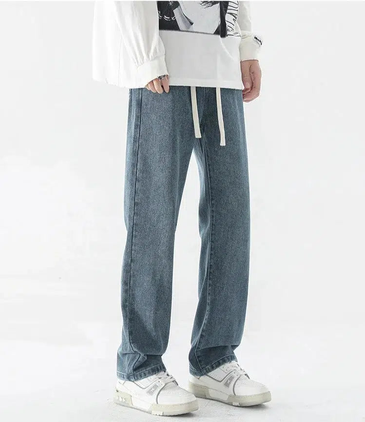 Drawstring Yellow Mud-dyed Distressed Jeans