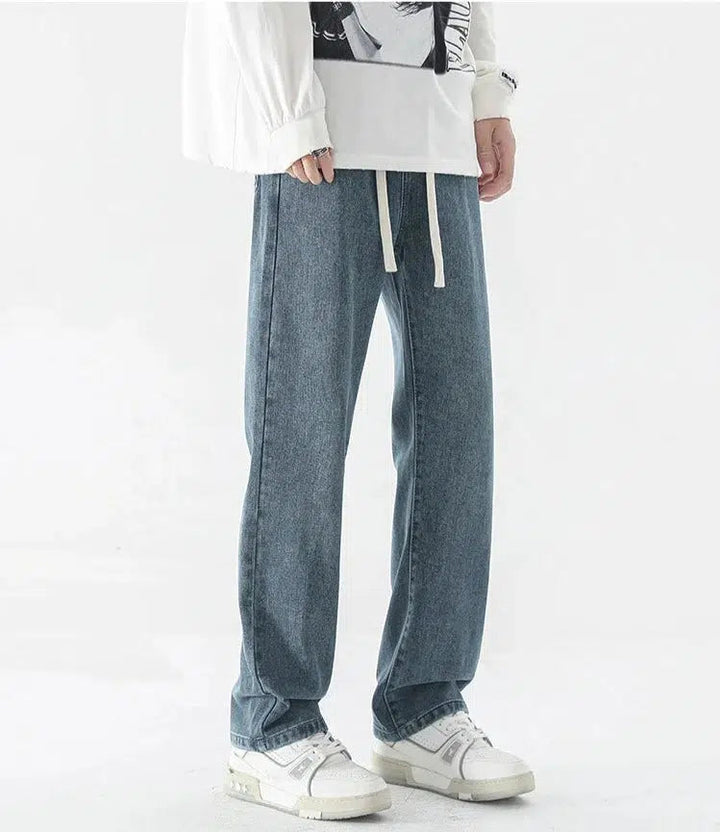 Drawstring Yellow Mud-dyed Distressed Jeans
