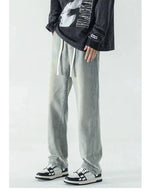 Drawstring Yellow Mud-dyed Distressed Jeans