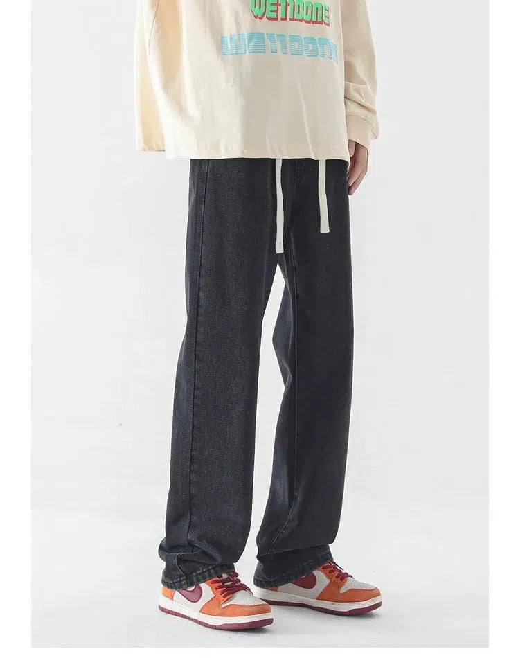 Drawstring Yellow Mud-dyed Distressed Jeans