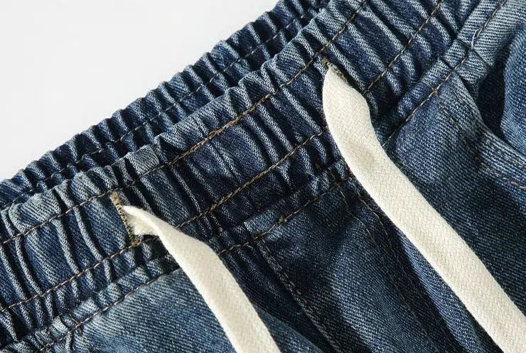 Drawstring Yellow Mud-dyed Distressed Jeans