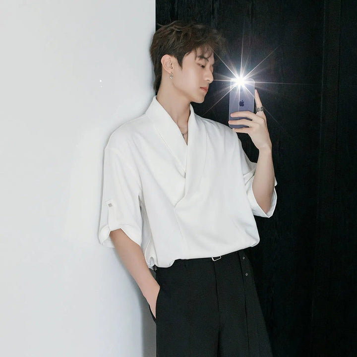 Drop Shoulder Chiffon Short-sleeved Shirt