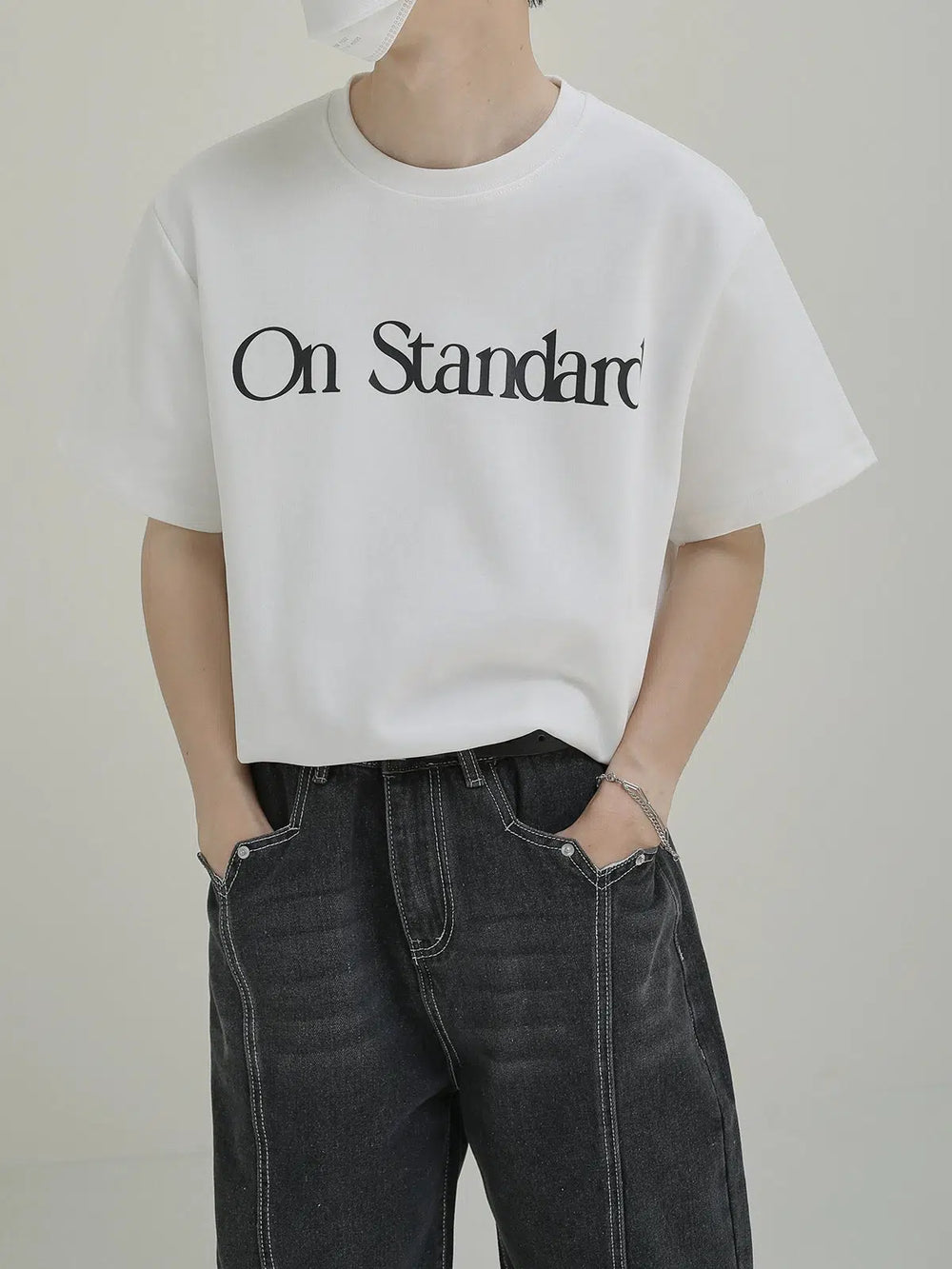 Drop Shoulder Crew Neck Printed T-shirt