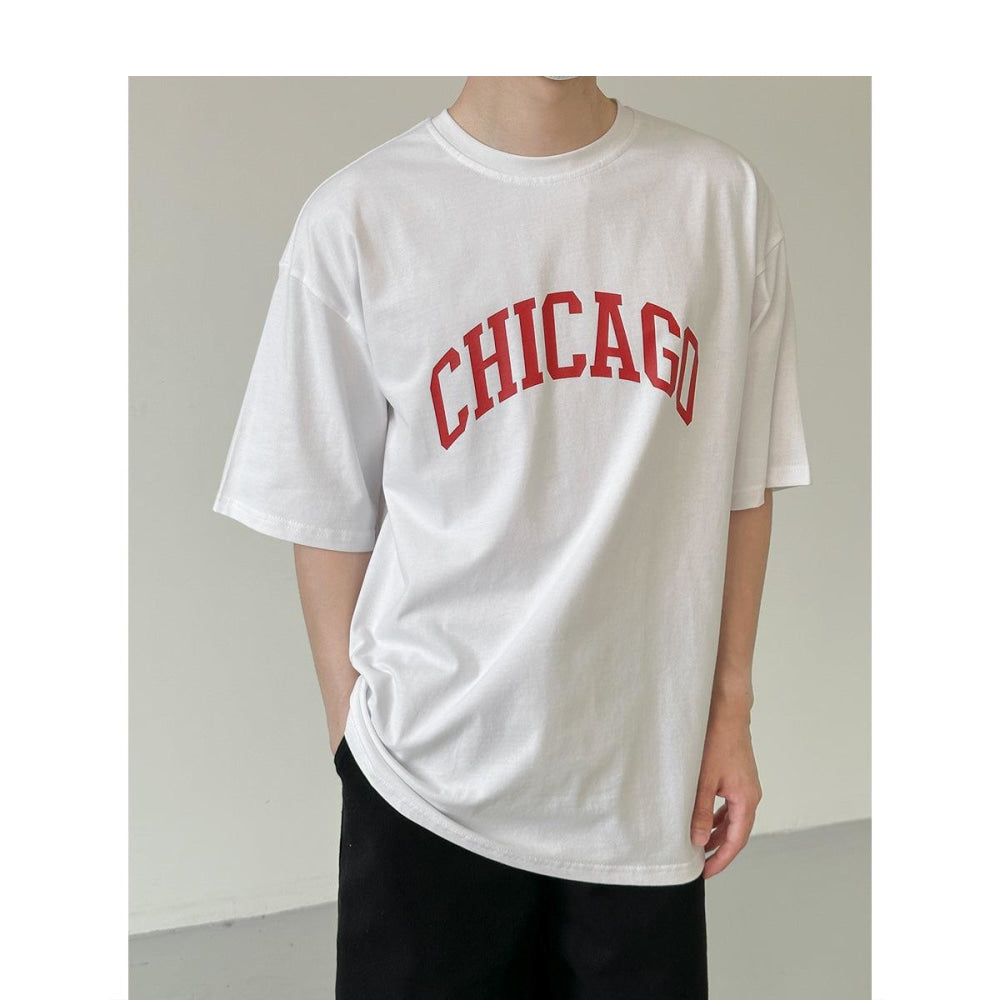 Dropped Shoulder Letter Printed T-Shirt