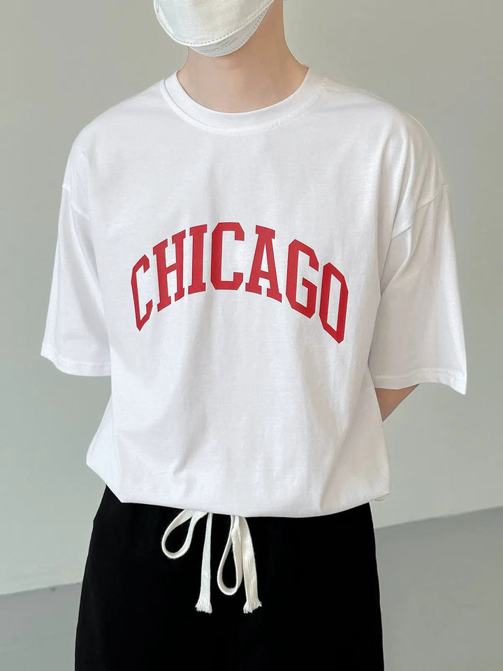 Dropped Shoulder Letter Printed T-Shirt