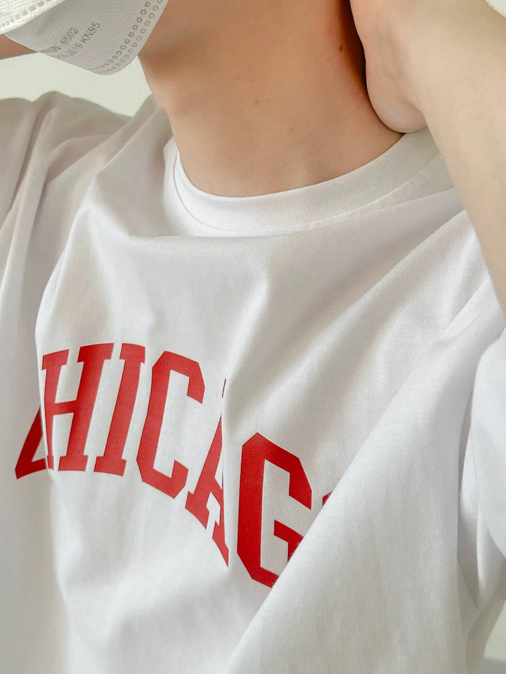 Dropped Shoulder Letter Printed T-Shirt