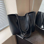 Dual Handles Leather Tote Bag