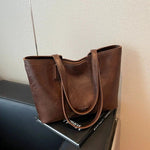 Dual Handles Leather Tote Bag