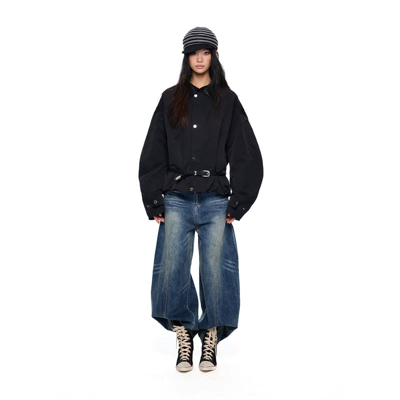 Oversized Casual Barn-Style Lapel Jacket 4