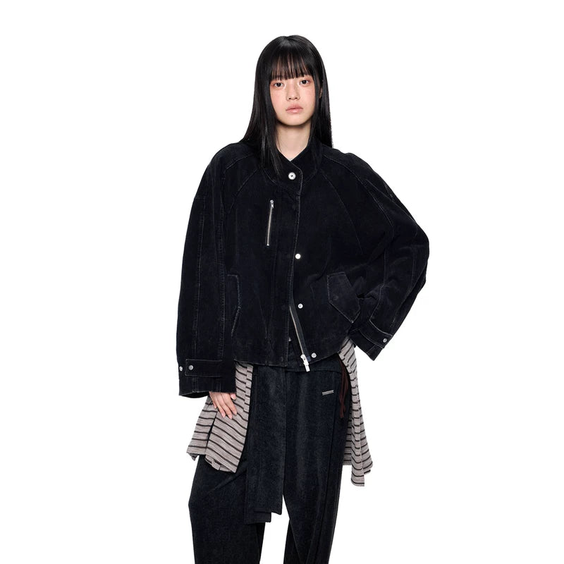 Corduroy Distressed Short Casual Jacket 3