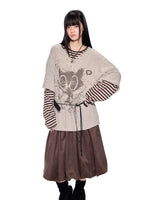 Graphic Faux Two-Piece Striped Sleeve T-Shirt 4