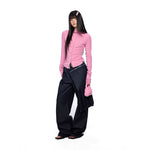 Detachable Pleated Denim Skirt Overlay Pants 2