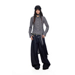 Detachable Pleated Denim Skirt Overlay Pants 3
