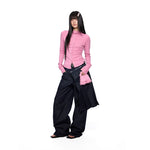 Detachable Pleated Denim Skirt Overlay Pants 4