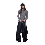 Detachable Pleated Denim Skirt Overlay Pants 5