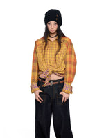 Patchwork Plaid Button-Up Shirt Loose Fit 2