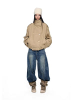 Double-Breasted Stand Collar Trench Jacket 3