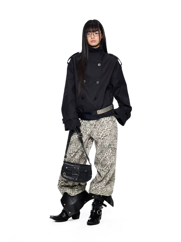 Double-Breasted Stand Collar Trench Jacket 4