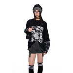 Henley Collar Graphic Patchwork Knit Sweater 4