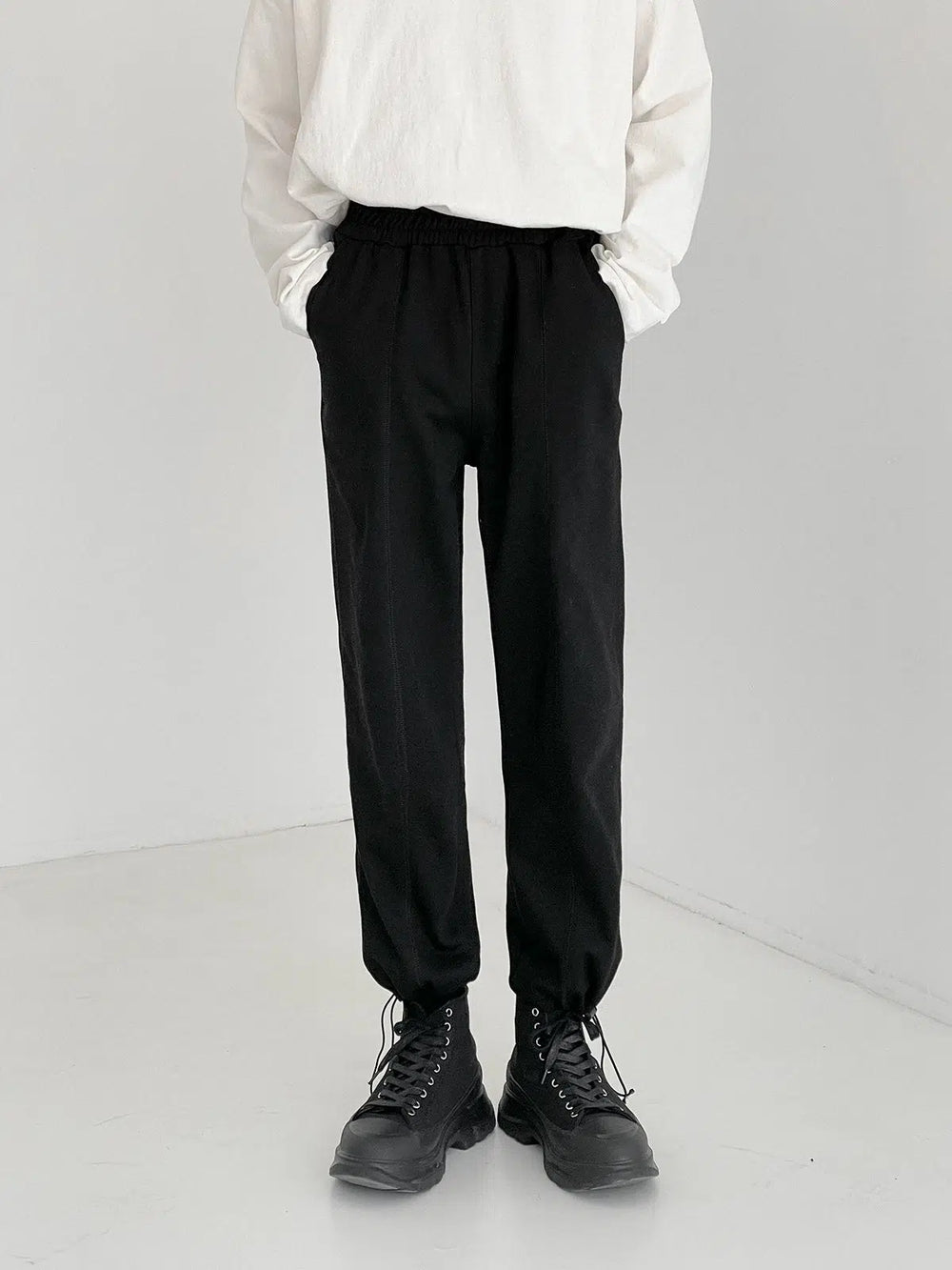 Elastic Button Leggings Sweatpants