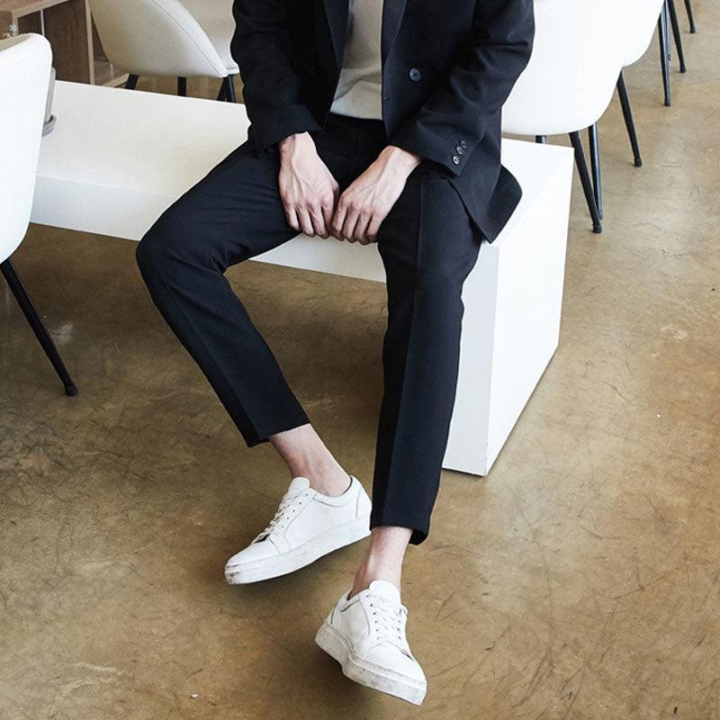 Elastic Cropped Suit Pants