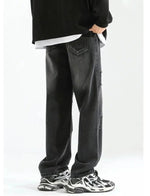 Elastic Drawstring Ripped Straight Jeans