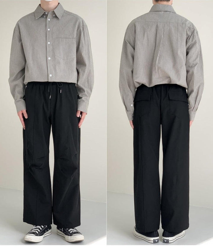 Elastic Parachute Mid-Waist Pants