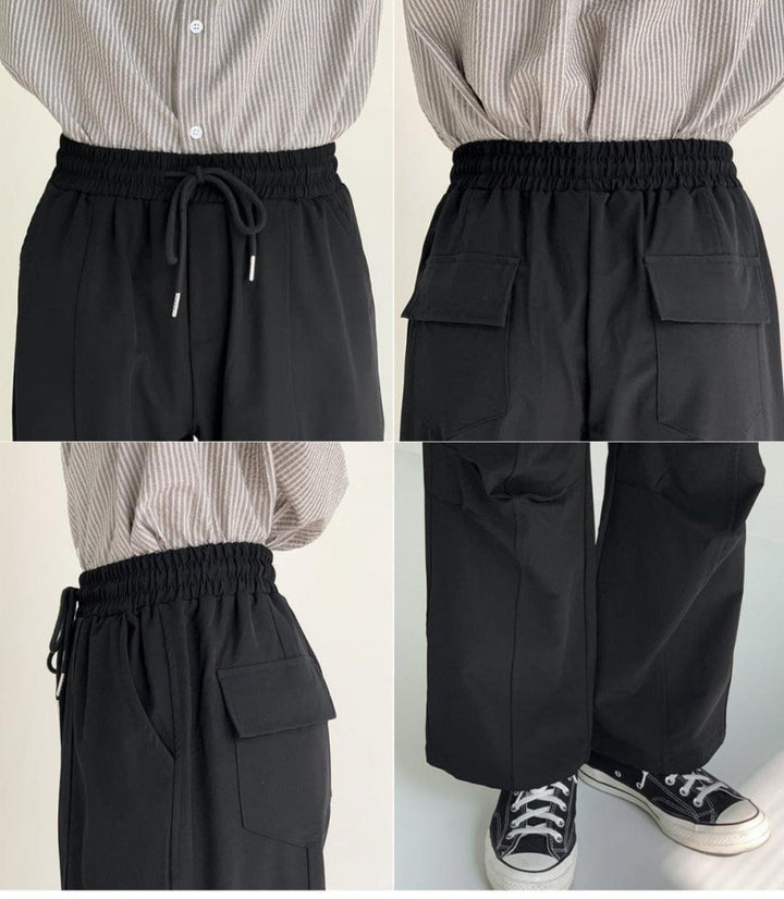 Elastic Parachute Mid-Waist Pants