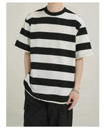 Elastic Striped Short-sleeved T-shirt