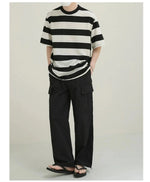 Elastic Striped Short-sleeved T-shirt