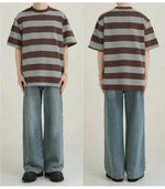 Elastic Striped Short-sleeved T-shirt
