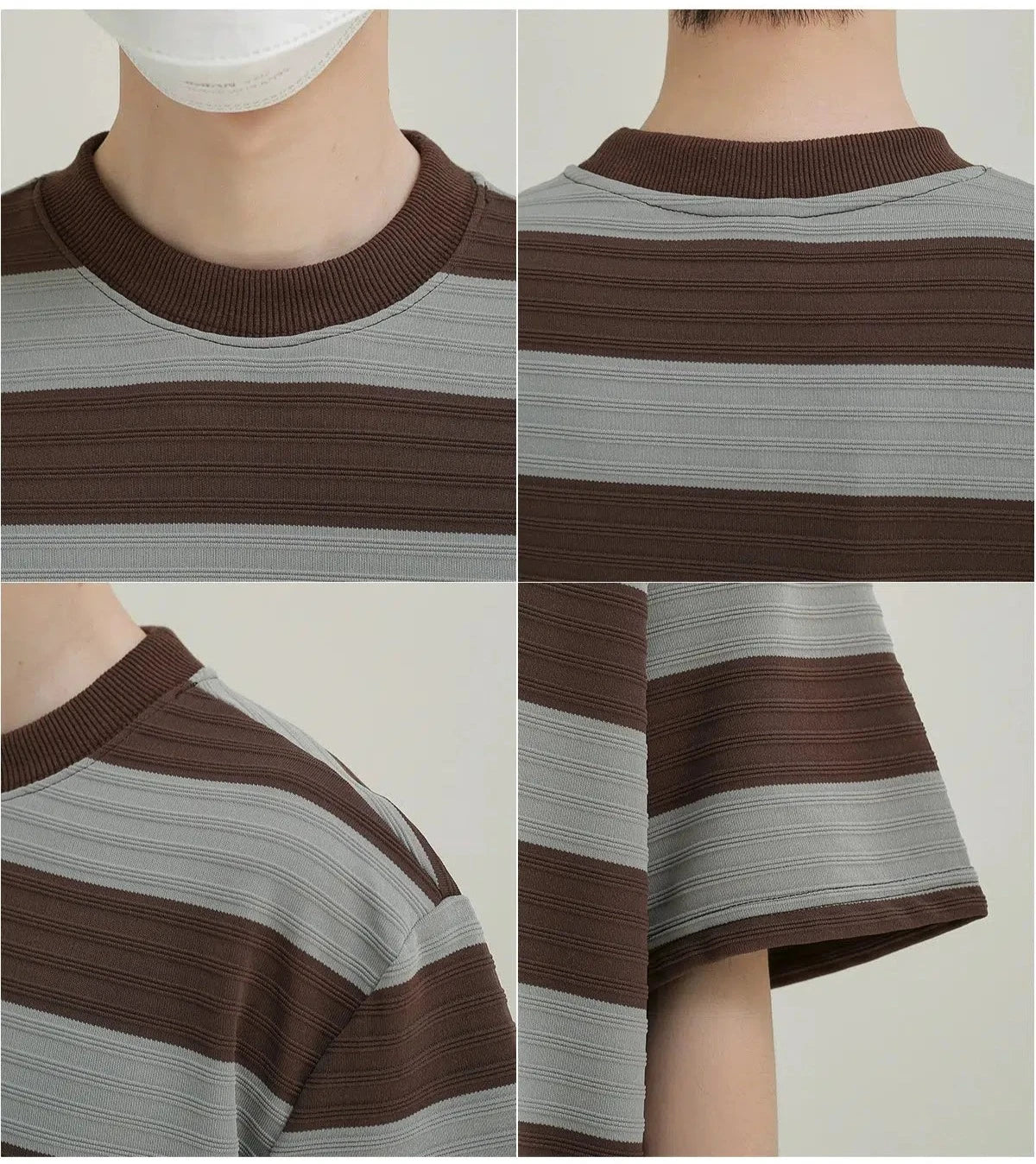 Elastic Striped Short-sleeved T-shirt