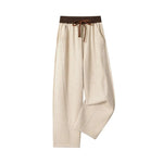 Elastic Waist Velvet Pockets Pants