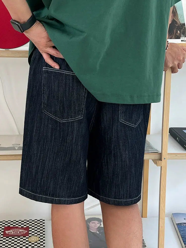 Elastic Waist Denim Shorts
