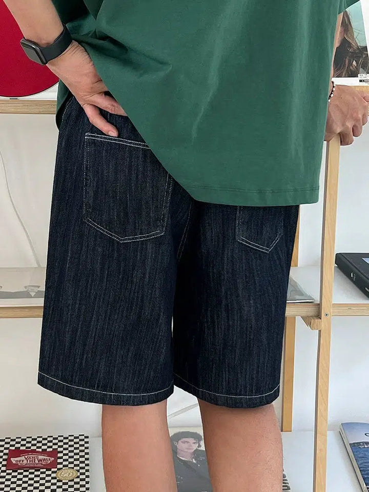 Elastic Waist Denim Shorts