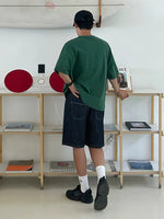 Elastic Waist Denim Shorts